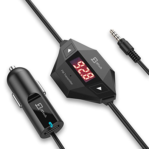 Product Cover JETech Wireless FM Transmitter Radio Car Kit for Smart Phones Bundle with 3.5mm Audio Plug and Car Charger, Black