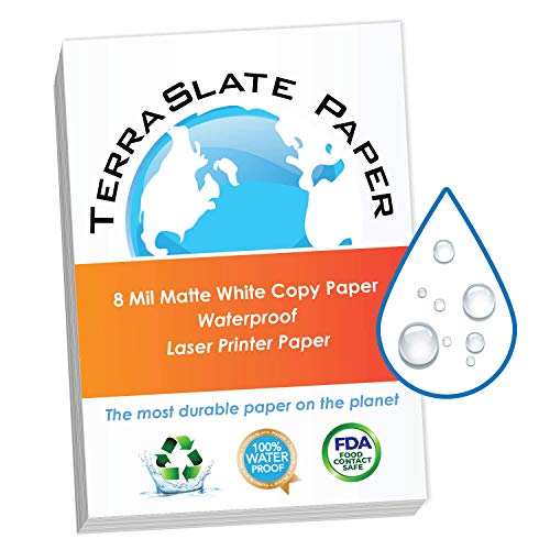 Product Cover TerraSlate Copy Paper Waterproof Laser Printer, Rain Weatherproof, 7 MIL, 8.5x11-inch, 25 Sheets