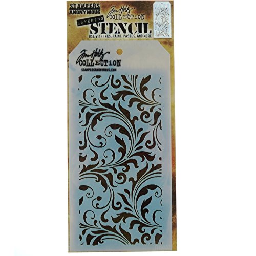 Product Cover Stampers Anonymous THS-032 Tim Holtz Layered Flourish Stencil, 4.125 x 8.5