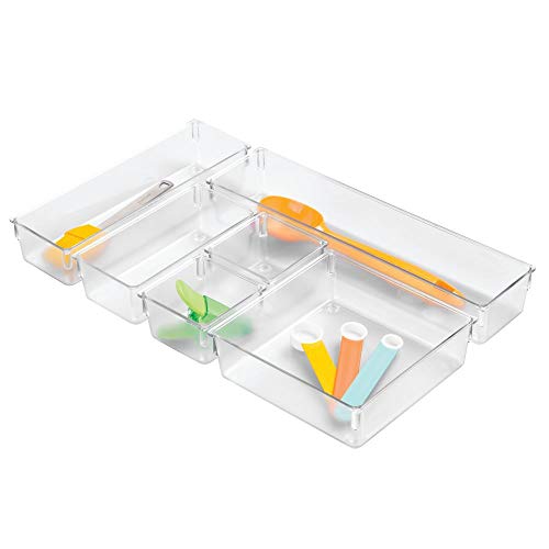 Product Cover iDesign Plastic In Drawer Organizer Trays for Kitchen Utensils, Silverware, BPA-Free, Set of 6, Clear