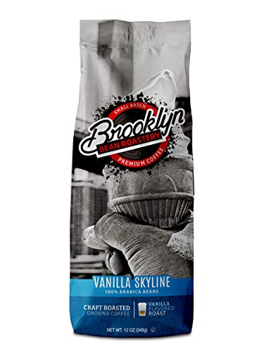 Product Cover Brooklyn Beans Vanilla Skyline 100% Arabica Craft Roasted Ground Coffee, Vanilla Flavored, 12 Ounce Bag