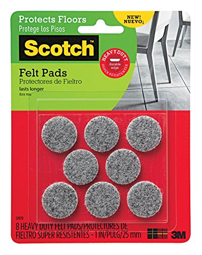 Product Cover Scotch Brand Heavy Duty Felt Pads, By 3M, Protectors, Round, Gray, 1-Inch Diameter, 8 Pads/Pack, 6-Packs (48 Total)