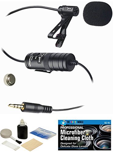 Product Cover External Lavalier Microphone with 20' audio cable + Accessory Bundle for Canon VIXIA HF R500-R600-R700-R800 HD Video Camcorder