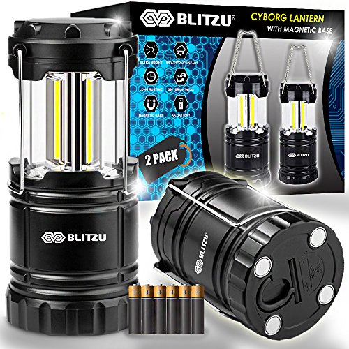 Product Cover Blitzu LED Lantern with Magnetic Base [2 PACK] Battery Powered and Operated Camping Lanterns with Hanging Hook - Best Outdoor, Indoor, Hurricane, Emergency Light, Tent Lamp
