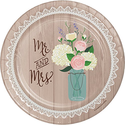 Product Cover Creative Converting 418706 8-Count Sturdy Style 7-Inch Paper Dessert Plates, Rustic Wedding,