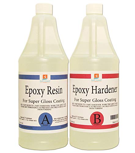 Product Cover EPOXY Resin Crystal Clear 64 oz Kit | 1:1 Resin and Hardener for Super Gloss Coating | For Bars, Outdoor Table Top, Countertop, Art | Safe for Use on Wood, Metal, Stone, Plastic, Marine Sealer