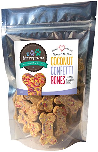 Product Cover Confetti Bones, Coconut and Peanut Butter Gourmet Organic and Vegan Dog Treats - Gluten Free, Grain Free