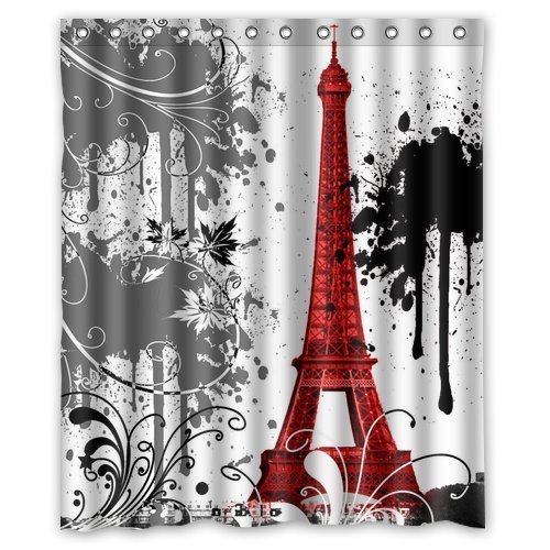 Product Cover ZHANZZK Red Eiffel Tower Splash Pattern Bathroom Shower Curtain 60x72 Inches