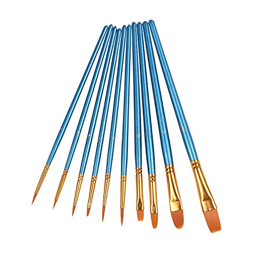 Product Cover Heartybay 10Pieces Round Pointed Tip Nylon Hair Brush Set, Blue