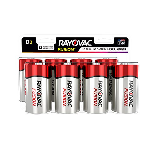 Product Cover Rayovac Fusion D Batteries, Premium Alkaline D Cell Batteries (8 Battery Count)