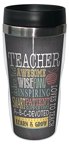 Product Cover Tree-Free Greetings 78220 Jo Moulton Awesome Teacher Travel Mug, Stainless Lined Coffee Tumbler, 16-Ounce - Gift for Teacher Appreciation Week