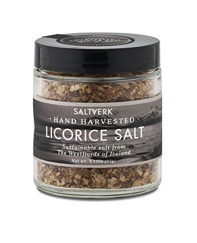 Product Cover Saltverk Licorice Sea Salt, 3.17 Ounces of Handcrafted Gourmet Salt Flakes