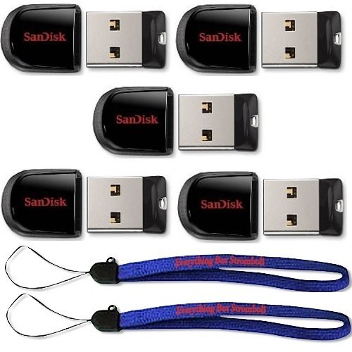 Product Cover SanDisk Cruzer Fit 32GB (5 pack) USB 2.0 Flash Drive Jump Drive Pen Drive SDCZ33-032G - Five Pack w/ (2) Everything But Stromboli (TM) Lanyards