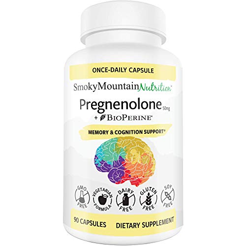 Product Cover Pregnenolone 50mg 90 Capsules (3 Month Supply) Supports Memory, Mood, Weight Loss, Hormone Balance, Healthy Aging and Immune System*. Soy-Free, Vegetarian & Non-GMO