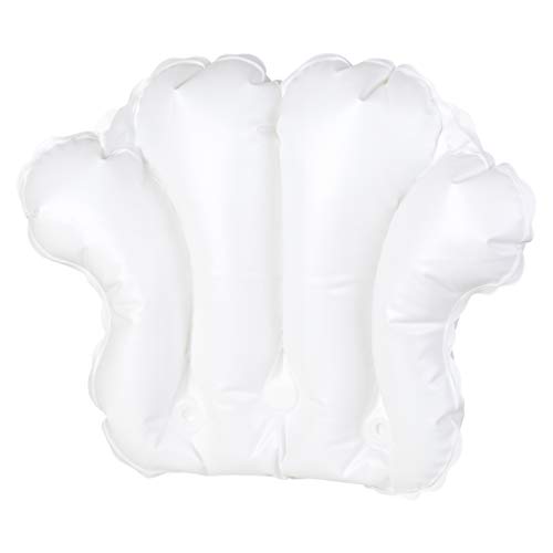 Product Cover Richards Homewares Luxury Spa Bath Pillow - 100% PVC, Durable Vinyl Material - Inflatable - Non Slip with 4 Suction Cups - Neck & Shoulder Support - Waterproof - White - 18