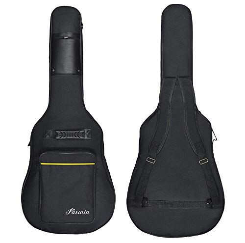 Product Cover Faswin 41 Inch Guitar Bag Dual Adjustable Shoulder Strap Acoustic Guitar Gig Bag - Black