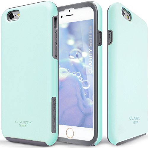 Product Cover TEAM LUXURY [Clarity Series] Case for iPhone 6 & 6s, Ultra Defender Shock Absorbent Slim-fit Premium Protective Phone Case - Soft Mint/Gray