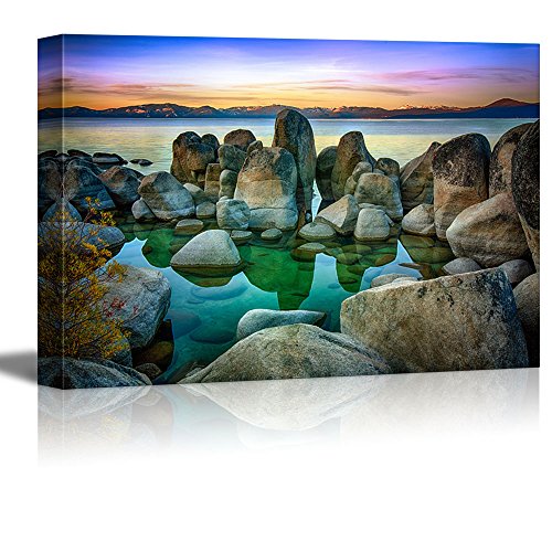Product Cover Canvas Prints Wall Art - Rocks in a Lake, Lake Tahoe, Sierra Nevada, California, USA - 24