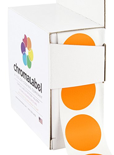 Product Cover ChromaLabel 1 Inch Round Permanent Color-Code Dot Stickers, 1000 per Dispenser Box, Orange