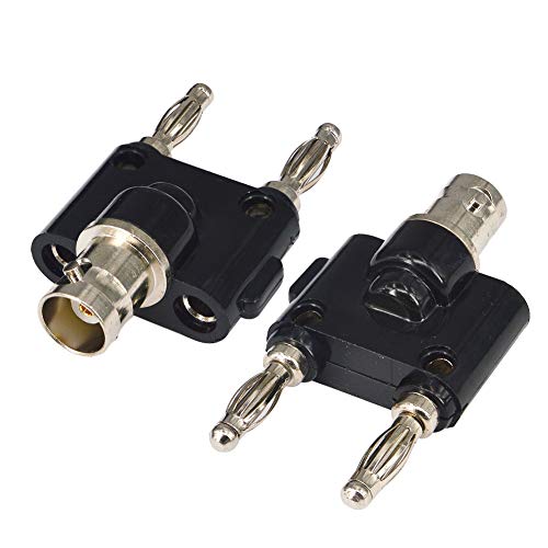 Product Cover BNC Female to Dual Banana Male Plug Jack Binding Posts RF Coaxial Adapter BNC to BNC Male Banana Coax Jack Splitter Connector Pack of 2