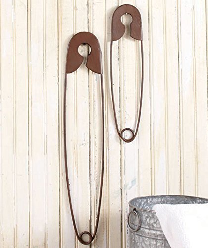 Product Cover Set of 2 Large Hanging Safety Pins Rustic Color Laundry Room Wall Home Decoration