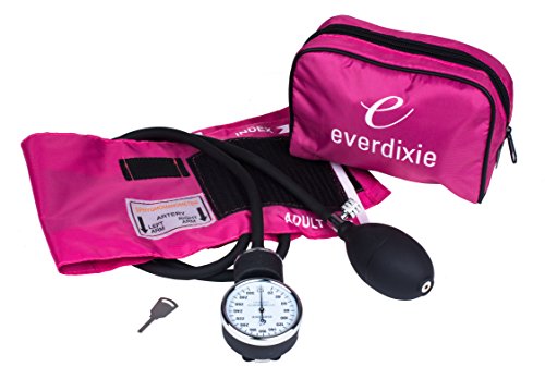 Product Cover Dixie EMS Pink Deluxe Aneroid Sphygmomanometer Blood Pressure Set W/ Adult Cuff, Nylon Purple Carrying Case And Calibration Key