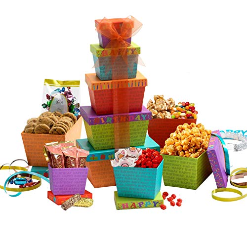 Product Cover Broadway Basketeers Gift Tower, Happy Birthday Celebration