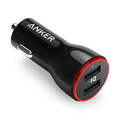 Product Cover Car Charger, Anker 24W Dual USB Car Charger Adapter, PowerDrive 2 for iPhone XS/MAX/XR/X/8/7/6/Plus, iPad Pro/Air 2/Mini, Note 5/4, LG, Nexus, HTC, and More