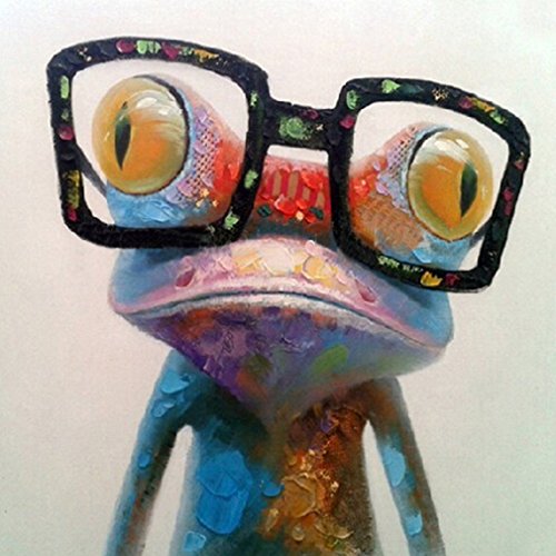 Product Cover Muzagroo Art Oil Painting Happy Frog Hand Painted Art on Canvas Pictures for Living Room Huge Size Stretched (40x40in, Happy Frog)