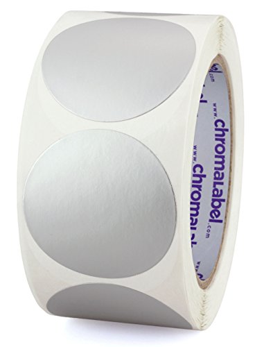 Product Cover ChromaLabel 2 Inch Round Permanent Color-Code Dot Stickers, 500 per Roll, Metallic Silver