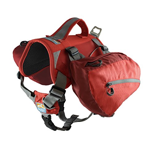 Product Cover Kurgo Big Baxter Dog Backpack, Dog Saddlebag, Dog Pack, Adjustable Saddlebag for Hiking, Walking, Running, Camping, Chili Red/Barn Red