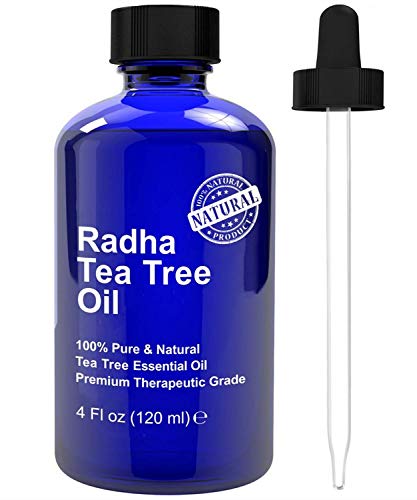 Product Cover Radha Beauty Tea Tree Essential Oil 4 oz. - 100% Pure & Natural Premium Melaleuca Therapeutic Grade - Great with Soaps, Shampoo, Body Wash, Aromatherapy - Antifungal Treatment for Acne, Lice, & Nails
