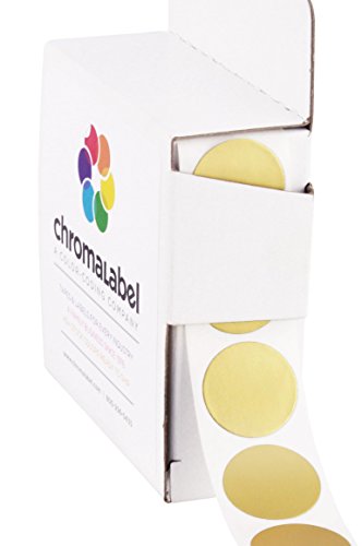 Product Cover ChromaLabel 3/4 Inch Round Permanent Color-Code Dot Stickers, 1000 per Dispenser Box, Metallic Gold