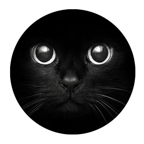 Product Cover Cute Cat Face Black Fashion Design Circular Mousepad With Rubber 20cm