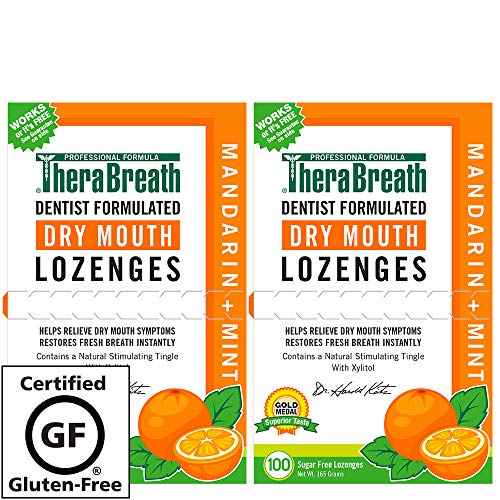Product Cover TheraBreath Dry Mouth Lozenges, mandarin mint Flavor, 100 Lozenges (Pack Of 2)