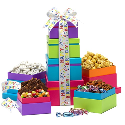 Product Cover Broadway Basketeers Gift Tower, Happy Birthday Wishes