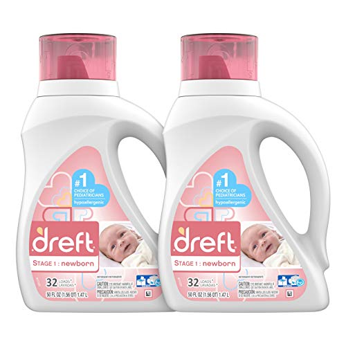 Product Cover Dreft Stage 1: Newborn Hypoallergenic Liquid Baby Laundry Detergent (HE), Natural for Baby, Newborn, or Infant, 50 Ounce (32 Loads), 2 Count (Packaging May Vary)