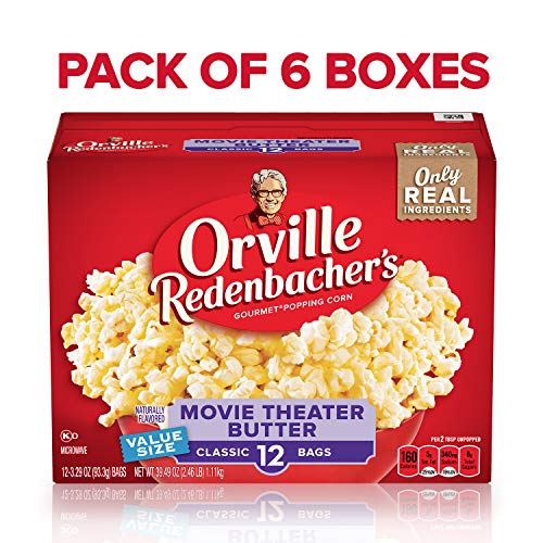 Product Cover Orville Redenbacher's Movie Theater Butter Microwave Popcorn, 3.29 Ounce Classic Bag, 12-Count, Pack of 6