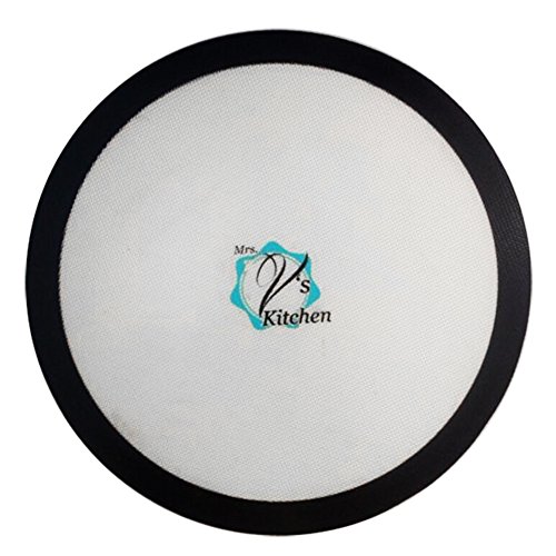 Product Cover Round 15 Inch Non-Stick Silicone Baking Mat for Pizza Pans Made by Mrs. V's Kitchen