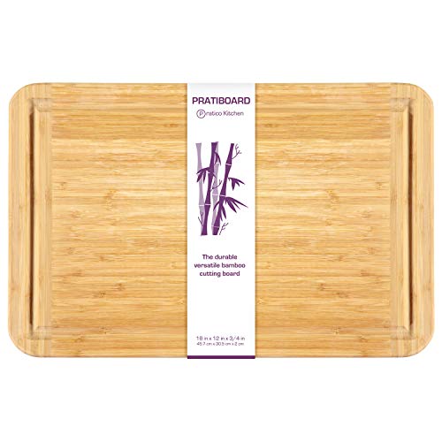 Product Cover Bamboo Cutting Board and Serving Tray with Juice Groove - Extra Large 18 x 12 inches - Made Using Premium Bamboo
