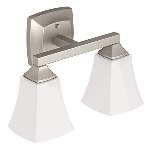 Product Cover Moen YB5162BN Voss 2-Light Dual-Mount Bath Bathroom Vanity Fixture with Frosted Glass, Brushed Nickel