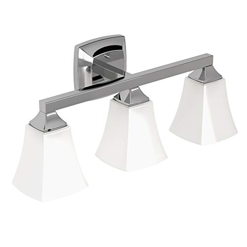 Product Cover Moen YB5163CH Voss 3-Light Dual-Mount Bath Bathroom Vanity Fixture with Frosted Glass, Chrome