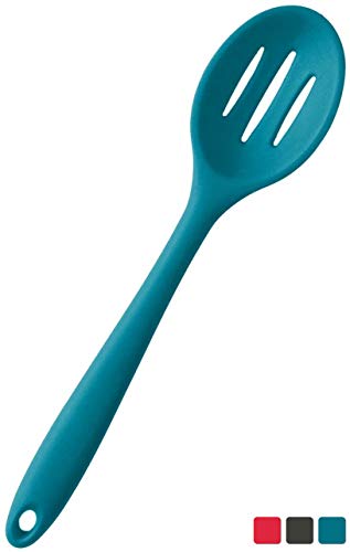 Product Cover StarPack Basics Silicone Slotted Serving Spoon, High Heat Resistant to 480°F, Hygienic One Piece Design Kitchen Utensil for Draining & Serving (Teal Blue)