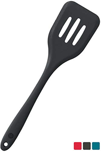 Product Cover StarPack Basics Silicone Turner Spatula/Slotted Spatula, High Heat Resistant to 480°F, Hygienic One Piece Design, Non Stick Rubber Kitchen Utensil for Fish, Eggs, Pancakes, Wok (Gray Black)