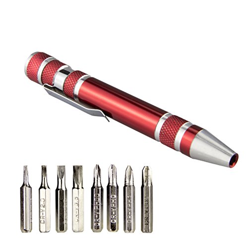 Product Cover Swatom 8 in 1 Mini Gadgets Repair Tools Pen Style Precision Screwdriver Set Kit, Home Improvement (Red)