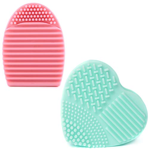 Product Cover JASSINS 2 Pack Makeup Brush Cleaning Tool/Cosmetic Brush Washing Silicone Egg for Makeup Brushes (Pink+Lake Green)