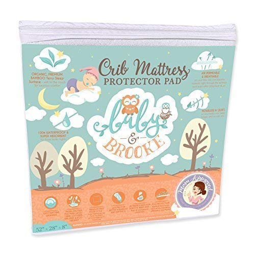 Product Cover Organic Crib Mattress Cover Pad - Waterproof and Breathable Bamboo Baby Mattress Pad - Fits ALL Standard Crib Sizes