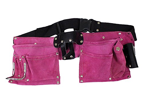 Product Cover 7 Pocket Pink Suede Double Tool Pouches With Nylon Belt: AS2103S-PNK