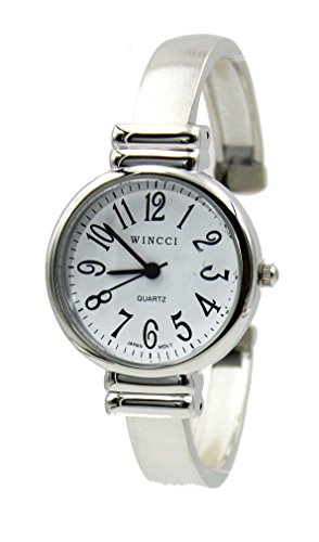 Product Cover Women's Classic Silver Tone Easy Read Bangle cuff Watch