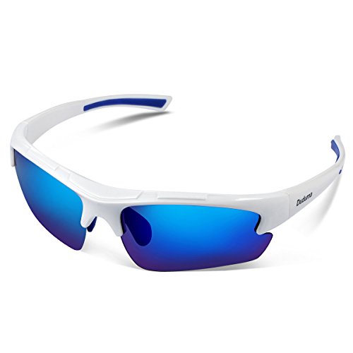 Product Cover Duduma Polarized Designer Fashion Sports Sunglasses for Baseball Cycling Fishing Golf Tr62 Superlight Frame (White/blue)